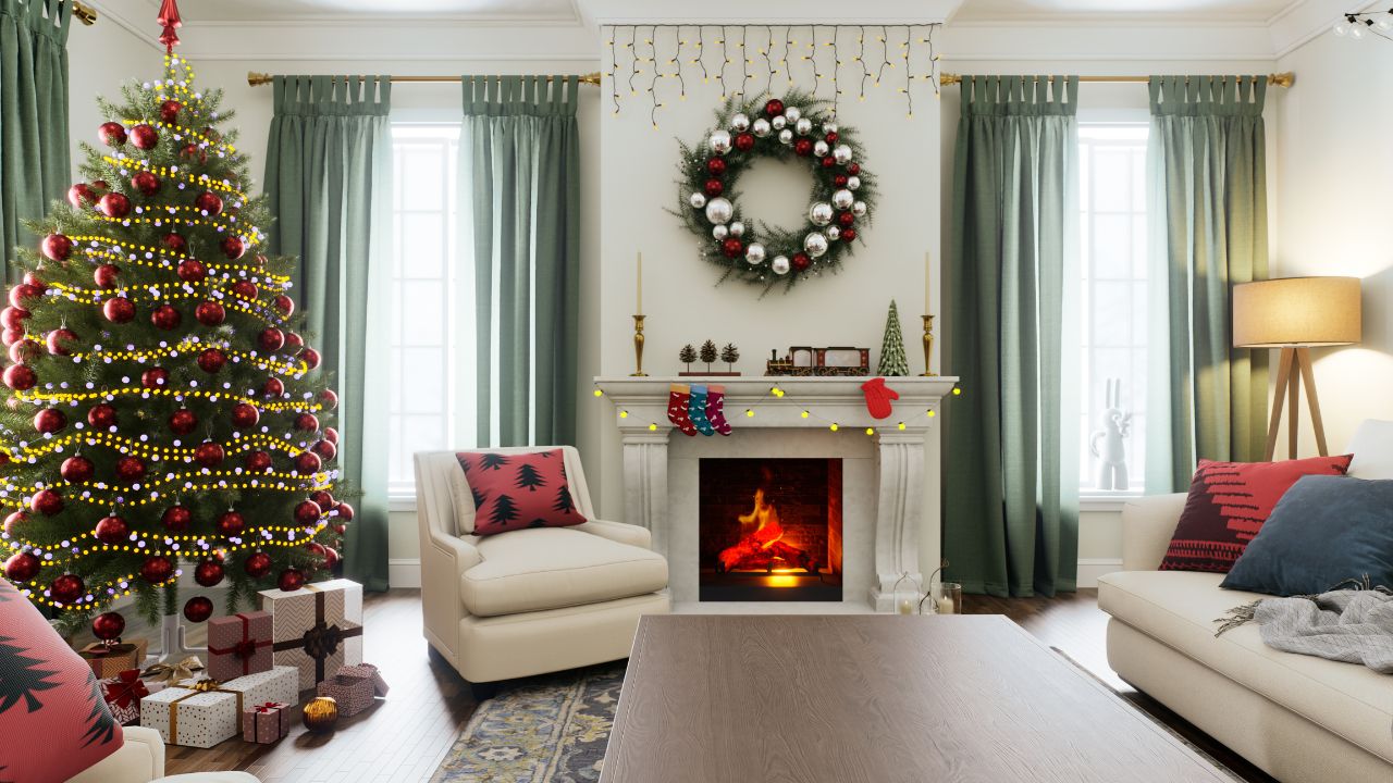 picture of a living room at christmas